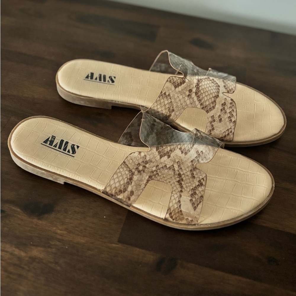 Snake Print Slide Sandals